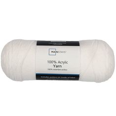 yarn ball in white, 100 % acrylic yarn from manhattan's knitting supplies