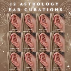 the twelve astrology earcuffs are shown in different positions