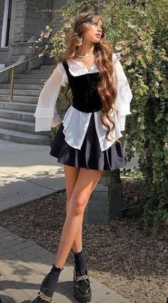 Birthday Outfit For Teens, Black Skirt Outfits, Fest Outfits, High Waist Pants, Self Design, Simple Trendy Outfits, Design Fabric, Modest Fashion Outfits, 가을 패션