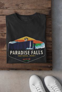 Disney UP Shirt Paradise Falls National Park T-shirt Disney - Etsy Disney Up Movie, Disney Quote Shirts, Tatooine Sunset, Disney Gear, Gifts For Disney Lovers, Up Movie, Balloon House, Paradise Falls, Star Wars Shirt