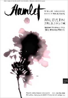 a poster with flowers on it and the words hamlet written in black