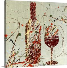 an abstract painting with wine glasses and confetti sprinkles on it