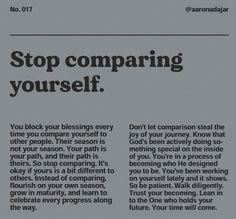 a newspaper article with the words stop comparing yourself