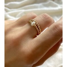 Pearl Rings. Beaded Ring. 14kt Gold Filled Rings. Elastic - Etsy Rings Beaded, Elastic Rings, June Birthstone Ring, Casual Rings, Pearl Rings, Freshwater Pearl Ring, Stretch Ring, Beaded Ring, Gold Filled Ring