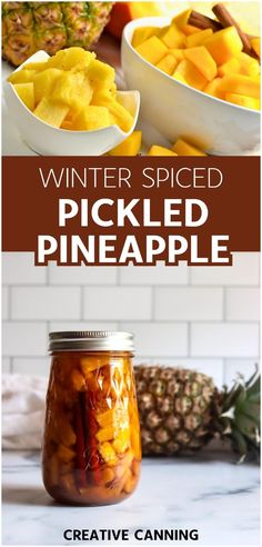 Discover a warm spiced pickled pineapple recipe that combines sweet pineapple with tangy vinegar and aromatic spices. Perfect as a holiday relish, taco topping, or charcuterie board addition. Find more pickling liquid recipe, pickled fruit, pickled things, and Pickle Canning Recipes at Creative Canning.