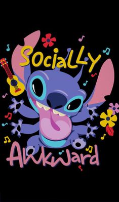 an image of a cartoon character with the words socially awkward on it's chest