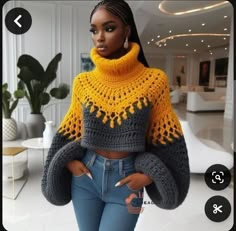 Trendy colors and sweaters in 2025 Turtleneck Crochet Pattern, Crochet Patterns For Sweaters, Crochet Patterns Sweater, Elegant Clothes For Women, Flower Crochet Dress, Pola Sweater, Crochet Sweater Design, Crochet Knit Sweater, Hand Knitted Dress