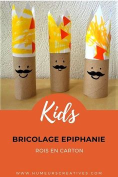 three kids's crafts made out of toilet paper with the words kids's