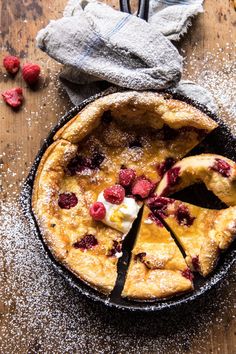 the pie is ready to be eaten and put in the oven with powdered sugar on top