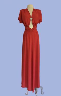 1940s Gown, Midriff Dress, Vintage Fashion 1930s, 40s Dress, 1940s Dresses, Vintage Gowns, 1930s Fashion