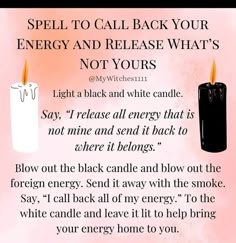 Call Back Energy, Candle Meanings, Candle Magick Spells, Candle Magik, Candle Work, Witchy Spells, Candle Magic Spells, Hoodoo Magic, Banishing Spell