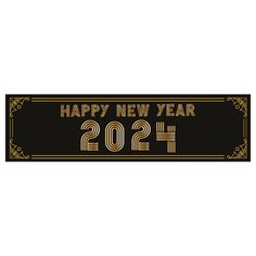 a black and gold new year sign