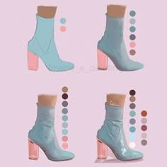 four images of different colored high heeled shoes and their corresponding color choices are shown