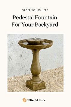 The Flores Pedestal Fountain is a delightful sight when placed amongst a vibrant bed of colorful flowers or a semi-circle of lush, green hedges. This picturesque pedestal water fountain enhances garden borders, wall spaces, courtyards, and garden areas with its quaint and dainty charm.  Shop more garden fountains here.  #waterfountains #outdoorwaterfeatures #gardenideas #gardendesign Garden Areas, Campania International, Outdoor Water Features, Open Flower