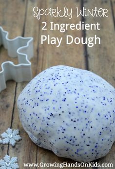 two ingredient play dough with sprinkles and snowflakes in the background