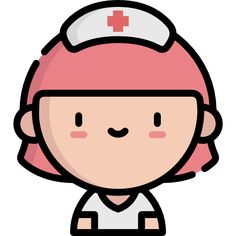 a cartoon nurse with a red cross on her cap and white shirt is smiling at the camera