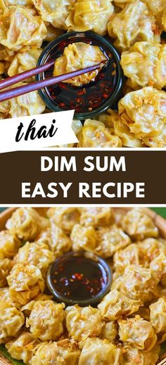 dim sum easy recipe with chopsticks and sauce