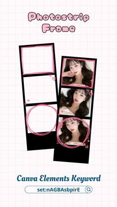 an advertisement for a photo booth with photoshopped frames on the front and back