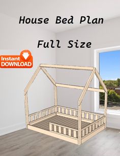 a house bed plan is shown with the full size