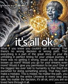 a poster with the words it's all ok and an image of a person holding a