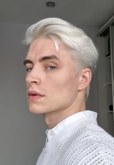 Men With Platinum Hair, Platinum White Hair Men, Platinum Blonde Guy, Haircut White Men, Bleach Blonde Men, White Blonde Hair Men, Silver Hair Guys, Platinum Blonde Hair Male, Long Blonde Hair Guy