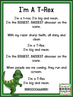 i'm a t - rex poem for kids