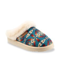 Pendleton-Tucson Slipper Step out in fabulous style and ultimate comfort with the Tucson slipper from Pendleton. This slip-on is fashioned with signature Pendleton prints on the vamp for a captivating look. Shearling lining and footbed cradle your feet throughout the day.. Fabulous Style, The Vamp, The Vamps, Tucson, The Day, Slippers, Slip On, Blue, Design