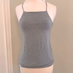 Never Worn Nwt Jcrew Tank In Heather Grey With Upper Lining. Casual Tops With Built-in Bra And Spaghetti Straps, Gray Fitted Tank Top With Built-in Bra, Fitted Gray Tank Top With Built-in Bra, Gray Fitted Cami Tank Top, Casual Gray Tank Top With Built-in Bra, Stretch Cotton Cami Halter Top, Stretch Cotton Halter Cami Top, Basic Fitted Tops With Adjustable Straps, Casual Tops With Built-in Bra For Loungewear