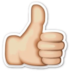 a thumbs up sticker is shown on a white background and has a shadow over it