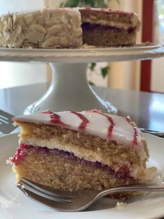 a slice of cake on a plate with a fork