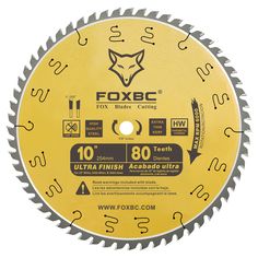 a circular saw blade with the words fox on it