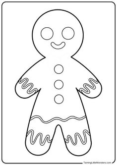 the gingerbread man is outlined in black and white