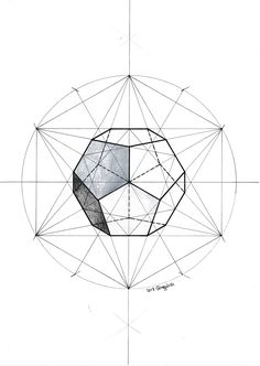 a drawing of a diamond in the middle of a circle with lines going through it