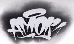 an image of graffiti written on the side of a wall in black and white colors