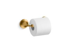 an image of a toilet paper roll on the wall with gold handle and white background