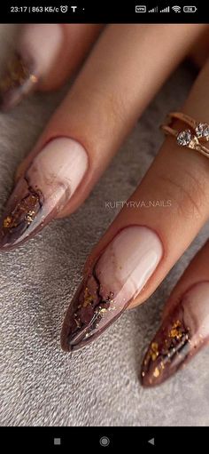 Trending Nail Art, Nail Care Diy, Quartz Nails, Brown Nails Design, Fall Gel Nails, Cute Nails For Fall, Nail Art Techniques, Classy Acrylic Nails, Trendy Nail Design