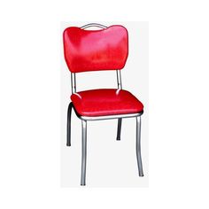 a red chair with metal frame and backrests is shown in front of a white background