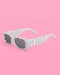 Happy Daze ☁️|| It's a party on Cloud Nine, and you're invited. Ditch the standard bride accessories and wear our marble bride sunnies at your bach. Your Instagram pics will thank you. White marble rectangle frames Grey lens w. silver embossed "Bride" logo Measures 6" wide Bridal Sunglasses, Bride Sunglasses, Bridesmaid Favors, On Cloud Nine, You're Invited, Bach Party, Bride Accessories, Cloud Nine, Bachelorette Gifts