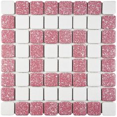 Our Crystalline Market Square Flamingo Porcelain Floor and Wall Mosaic Tile is an innovative twist on the classic mosaic. Featuring a mottled glazed surface, this product is comprised of square shaped chips with a pink and white color palette. This slightly textured mosaic creates a classic and versatile look with slightly rounded squares arranged on an interlocking mesh to create a unique and seamless installation. This geometric porcelain mosaic is unique yet simplistic enough to integrate into any design, ranging from traditional style renovations to modern home projects. Its impervious, frost-resistant and ADA compliant features make this an ideal tile for both commercial and residential indoor and outdoor use, including backsplashes, bathrooms, showers, kitchens, patios, and entryways Home Depot Tile, Bathroom Remodel Design Ideas, 1950s Bathroom Remodel, Wall Tile Texture, Mcm Bathroom, 1950s Bathroom, Affinity Tile, Condo Design Ideas, Colorful Tile