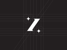 the letter z is made up of lines and dots on a black background with white letters