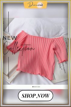 Heliar Women Tees Founce Hem T-shirts Knitted Candy Crop Tops Short Sleeve T-shirts for Women Tops Summer Cute Ribbed Cotton Tops, Ribbed Knit Short Sleeve Tops, Ribbed Short Sleeve Sweater For Spring, Pink Knit Tops With Short Sleeves, Trendy Ribbed Pink Tops, Pink Ribbed Top For Summer, Cute Ribbed Tops, Cute Long Sleeve Ribbed Tops, Trendy Short Sleeve Ribbed Sweater