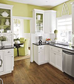 the kitchen is clean and ready to be used as a dining room or family room