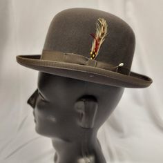 Broadway Quality, Made In Usa, 100% Wool Bowler Hat. Color: Gray American / Nearest 1/8 Inch / Metric Cm / Size Code 6 3/4 21 1/8 54 Small 6 7/8 21 1/2 55 Small / Child L 7 21 7/8 56 Medium 7 1/8 22 1/4 57 Medium Broadway Quality Made In Usa By Hxc Hatcrafters Inc. These Hats Are Of High Quality And No Longer Manufactured So The Sizes And Quantity Available Are Finite. We Also Cannot Accept Lower Bids On These Hats As They Are Already At Reduced Prices. Fitted Wool Top Hat With Short Brim, Gray Boater Hat, Classic Brimmed Top Hat, Affordable, Handmade Fedora For Kentucky Derby, One Size Fits Most, Baseball Fitted Hats, Animal Muppet, Men's Fedoras Hats Over $275.00, Black Wool Hat, Black Trucker Hat