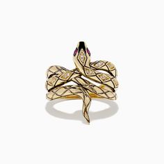 Effy Safari 14K Yellow Gold Diamond Snake Ring Snake Jewelry, Snake Ring, Jewelry Gold, Gold Yellow, Uniqlo, Gold Diamond, Jewelry Design, Sparkle, Yellow Gold