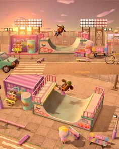 an image of a skateboard park scene in the nintendo wii game mario kart