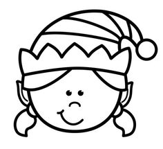 a black and white drawing of a girl wearing a santa hat