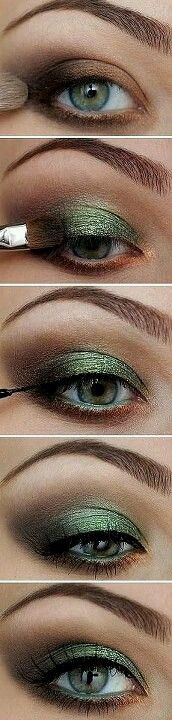 Eye make up Green Eye Makeup, Make Up Studio, Metallic Eyes, Bronze Makeup, Super Party, Makeup Party