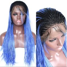 Mera J 24” 1b/Blue Conrow Braided Lacefront Wig *New With Baby Hairs Arrives New 150% Density Synthetic Lace Front Braided Wig. Glue Less Heat Safe On Low Color As Shown Lace Front Wig With 2 Adjustable Straps And 3 Combs In Side 22.5 In Circumference Half Hand Tied You Could Cut The Front Lace To Blend As Your Own Hairline Dye Wash No Trades Don’t Forget To Bundle With The Got2b Ultra Gel To Save $$$ Lacefront Wig, Front Braids, Baby Hairs, Braided Wig, Braids Wig, Lace Front Wig, Baby Hairstyles, Lace Front Wigs, Lace Front