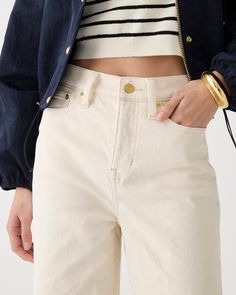 J.Crew: Slim Wide-leg Jean In Ecru For Women Chic Beige Mid-rise Wide Leg Pants, Wide Leg Denim, Online Purchase, Denim Women, Leg Jeans, Fashion News, J Crew, Wide Leg, For Women