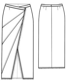 the front and back views of a women's skirt with pleaed side panels